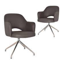 Lex Vinyl Trestle Armchairs (Set of 2)
